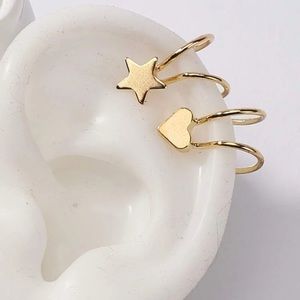 (5 Pack) Gold-Tone 2pc Heart & Star Ear Cuff